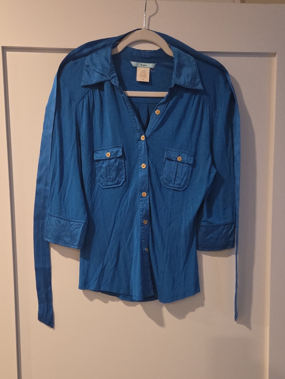 Marciano Vibrant Blue Button-Down Shirt with Chest Pockets